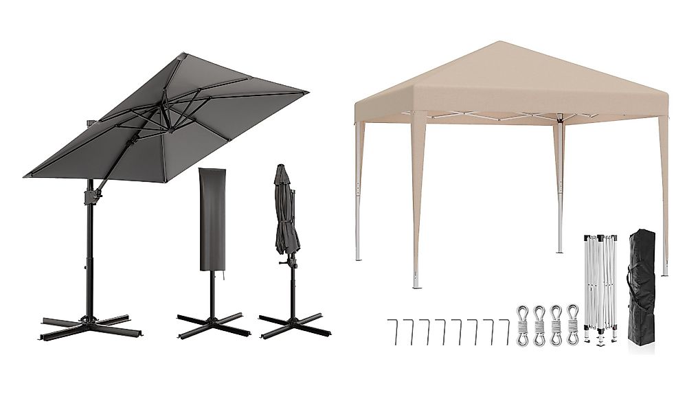 HOMALL Sonnenschirm Gartenschirm 270/330cm, mit Ständer,360° günstig online kaufen
