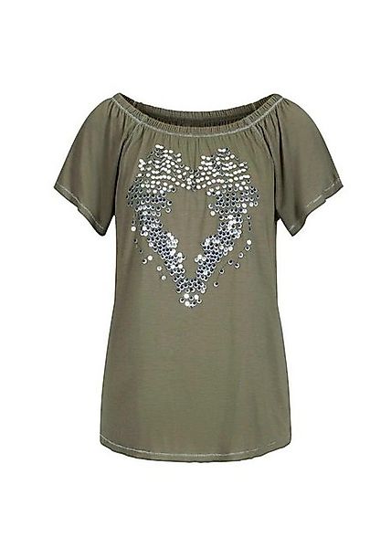 heine T-Shirt LINEA TESINI Damen Designer-Shirt m.Silbernähten und Paillett günstig online kaufen
