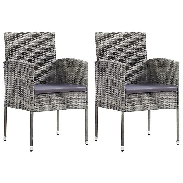 vidaXL Gartenstühle mit Kissen in Dunkelgrau 2 Stk Grau Polyrattan 318705 günstig online kaufen