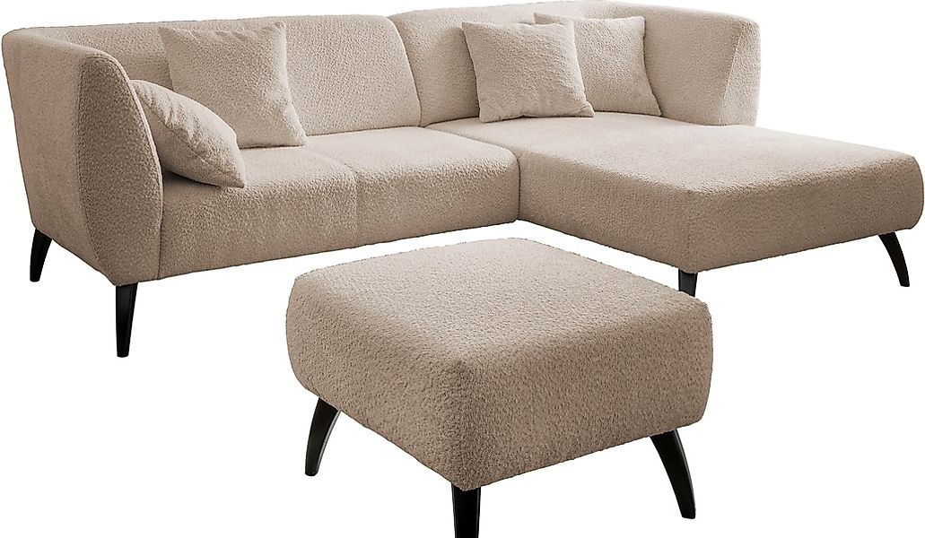 INOSIGN Ecksofa »Colori L-Form«, Holzfußfarbe wählbar, inkl. 4x Zierkissen günstig online kaufen