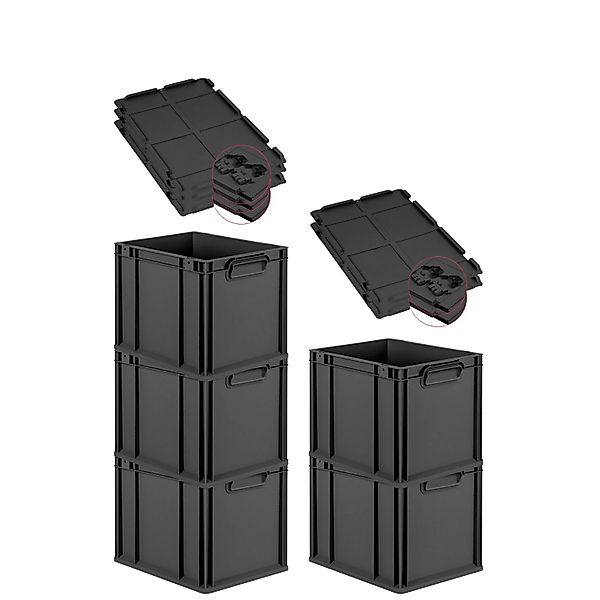 PROREGAL SuperSparSet 5x Eurobox Nextgen Grip Mit Scharnierdeckel Und Schwa günstig online kaufen