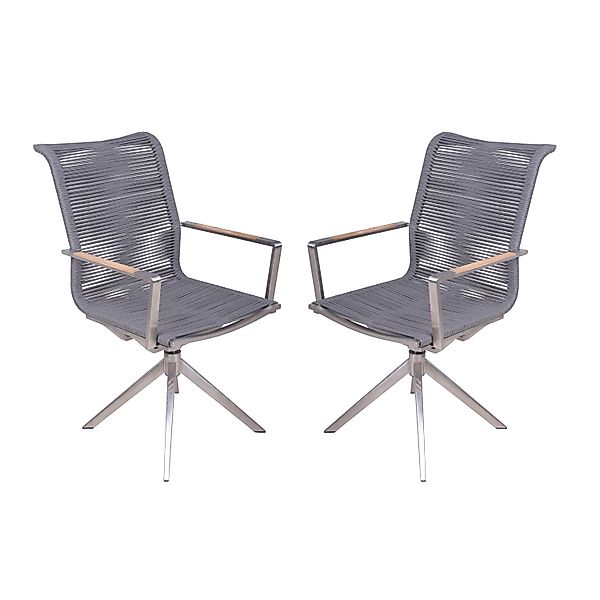 Garden Pleasure Drehstuhl Rubiera 2er Set 95 x 63 x 54 cm Silber-Schwarz FS günstig online kaufen