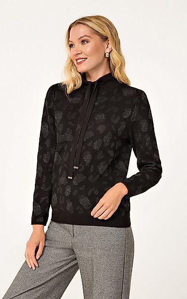 Passioni Strickpullover mit Stehkragen und Leoprint günstig online kaufen