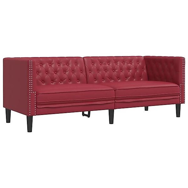 vidaXL Sofa Chesterfield-Sofa 3-Sitzer Weinrot Kunstleder günstig online kaufen