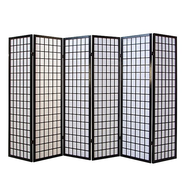 Homestyle4u 6-tlg Paravent in Schwarz 264x175 cm 275 günstig online kaufen