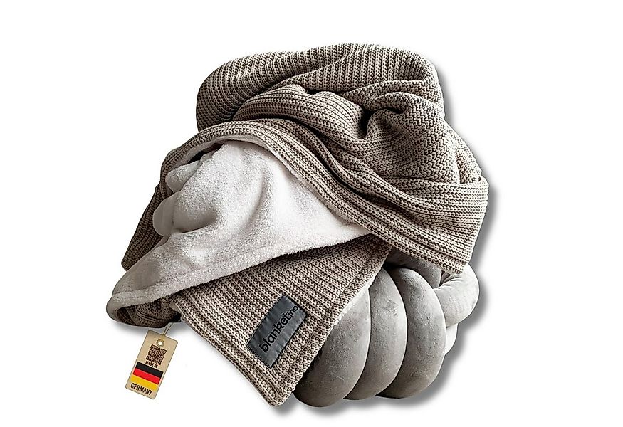 Wohndecke flauschige Kuscheldecke, wärmende Couchdecke im Strick Design, bl günstig online kaufen