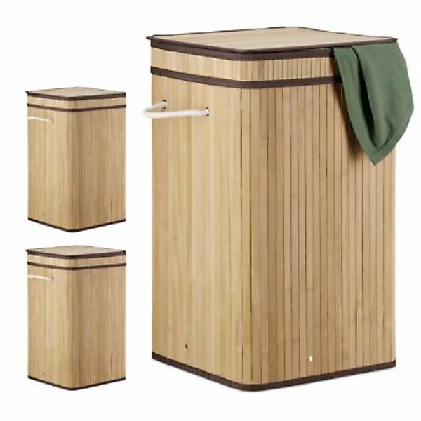relaxdays 3 x Faltbarer Wäschekorb Bambus natur günstig online kaufen