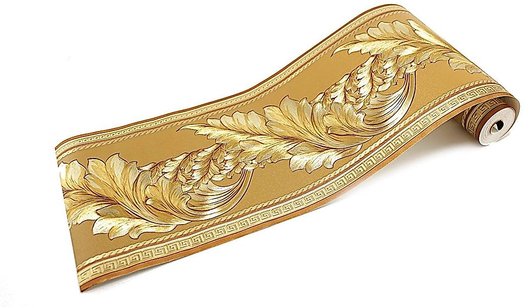 Schatzkiste1 Bordüre Wandbordüre Mäander Lorbeer Gold günstig online kaufen