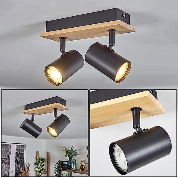 hofstein Deckenleuchte 2-flammige Deckenlampe aus Metall/Holz günstig online kaufen