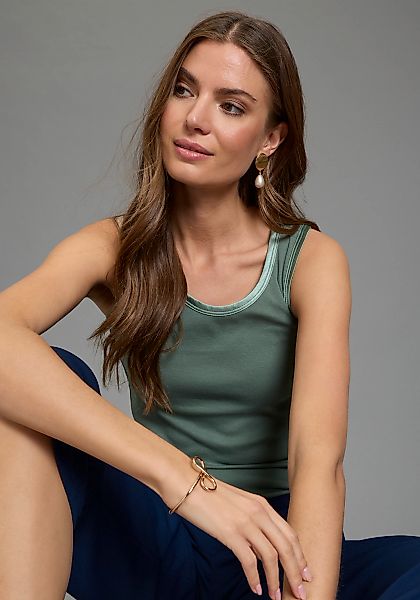 Laura Scott Tanktop figurnah, hüftlang, ärmellos, aus Baumwolle, unifarben günstig online kaufen