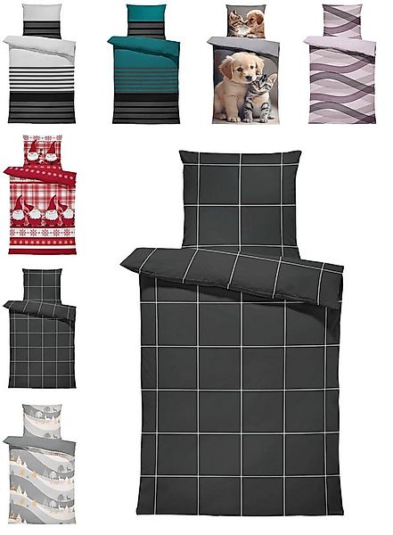 One Home Bettwäsche Winter, Flanell, 4 teilig, modern kariert, kuschelig fl günstig online kaufen