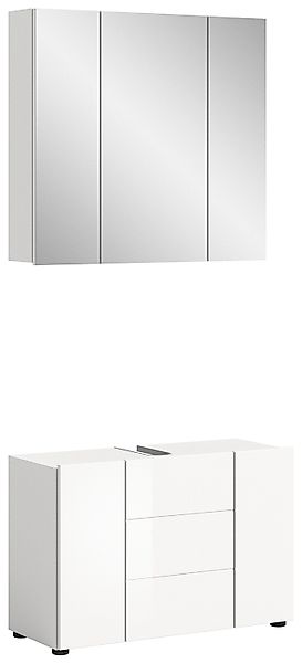 welltime Badmöbel-Set »BIEL, TOPSELLER, 2 teilig, inkl. Beleuchtung, MDF Fr günstig online kaufen