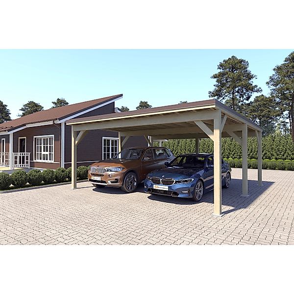 Holzbrüder Carport Ralf 36m² 150kg/m² Imprägniert-Dunkelbraun günstig online kaufen