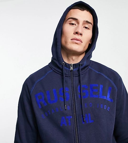 Russell Athletic – Kapuzenjacke in Marineblau mit Reißverschluss günstig online kaufen