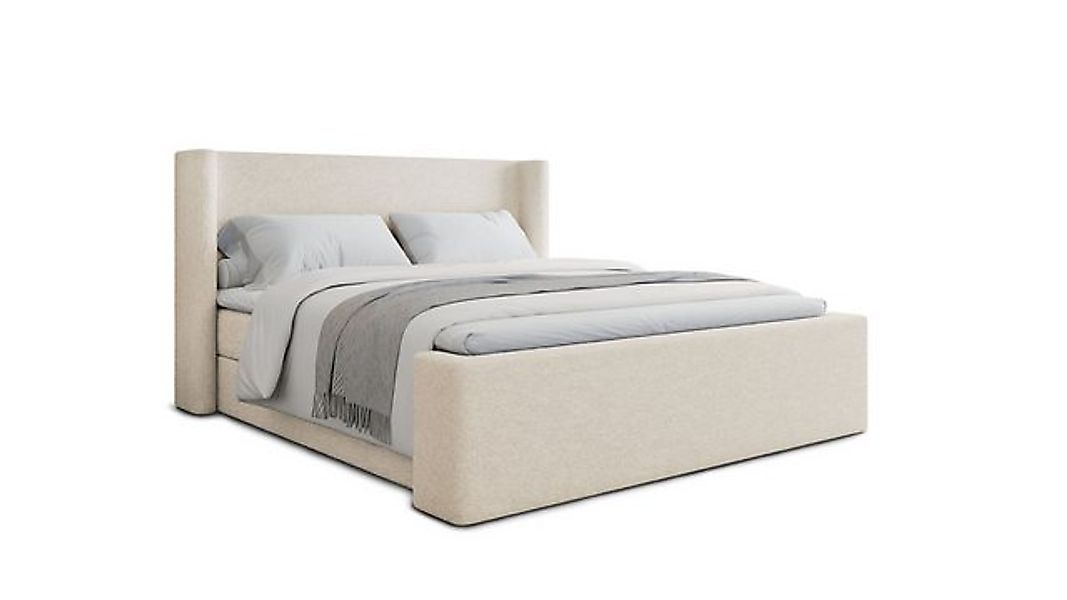 MOEBLO Boxspringbett BETT 09 (Doppelbett mit Bouclé-Stoff, Bettkasten & Top günstig online kaufen