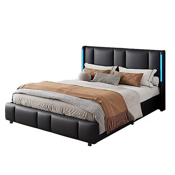 FUROKOY Stauraumbett Doppelbett Polsterbett mit Lattenrost und hydraulische günstig online kaufen