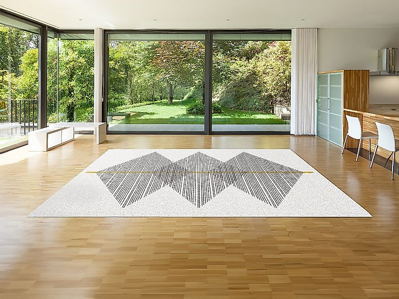 Teppich mit geometrischen Formen - 200 x 290 cm - Weiß & Grau - NIMIRIA günstig online kaufen