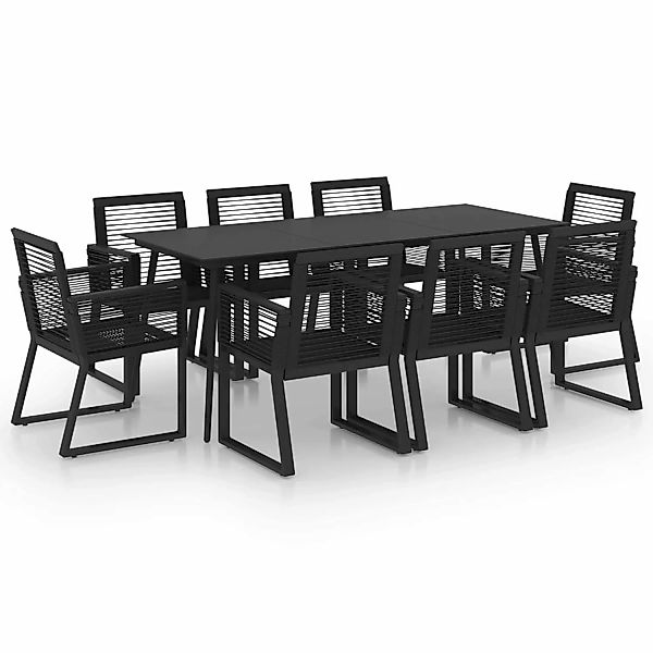 9-tlg. Garten-essgruppe Pvc Rattan Schwarz günstig online kaufen