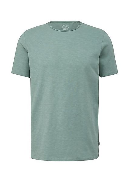 QS Kurzarmshirt Baumwollshirt mit Rollkante und Flammgarnstruktur günstig online kaufen