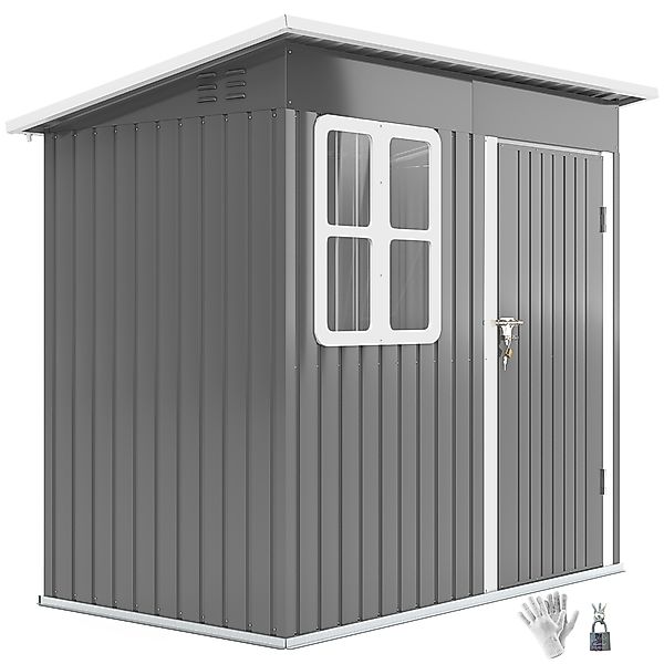 Outsunny Gerätehaus 2,55m², Gartenhaus mit Pultdach, 221 x 133 x 190/173 cm günstig online kaufen