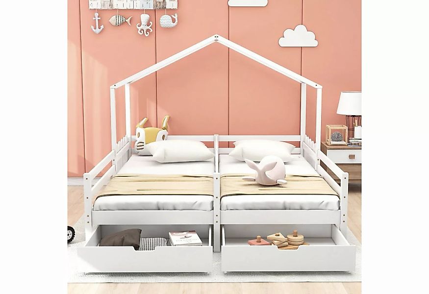 HAUSS SPLOE Bett Hausbett Kinderbett Einzelbett Bettrahmen Holzbett (mit 2 günstig online kaufen