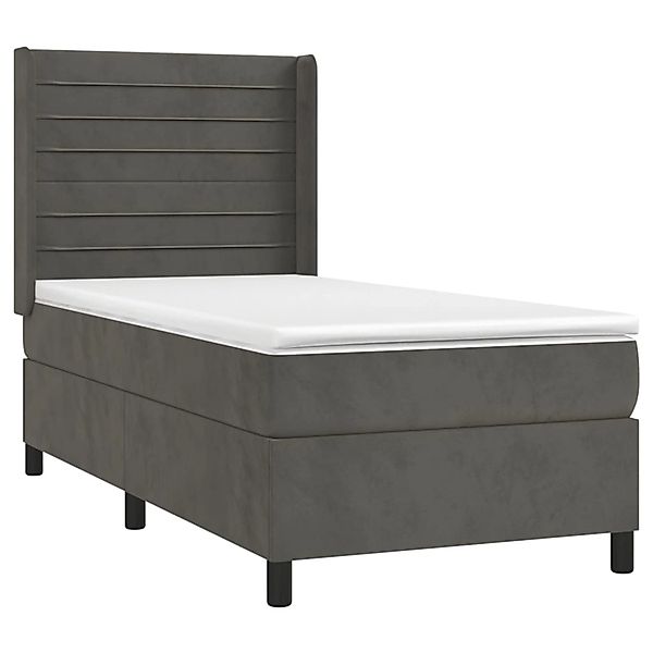vidaXL Boxspringbett mit Matratze & LED Dunkelgrau 80x200 cm Samt 3139590 günstig online kaufen