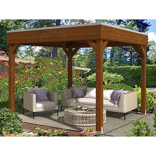 Skan Holz Holz-Pavillon Toulouse Eiche hell lasiert 294 cm x 294 cm günstig online kaufen