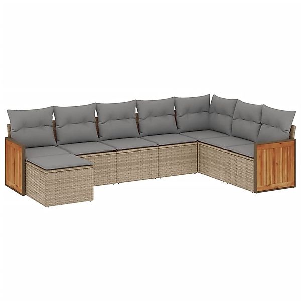 vidaXL 8-Tlg Garten-Sofagarnitur mit Kissen Beige Poly Rattan 3227928 günstig online kaufen