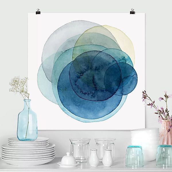 Poster Abstrakt - Quadrat Urknall - blau günstig online kaufen