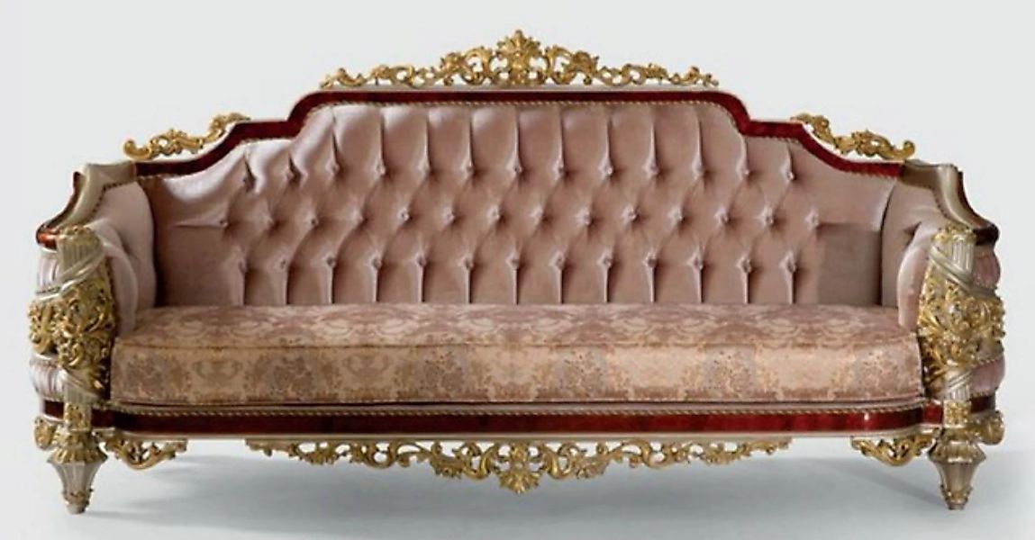 Casa Padrino Sofa Luxus Barock Sofa Rosa / Braun / Silber / Gold 240 x 90 x günstig online kaufen