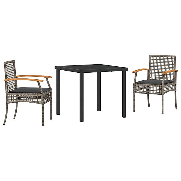 vidaXL Garten Essgruppe 3-Tlg Grau Poly Rattan 3380820 günstig online kaufen