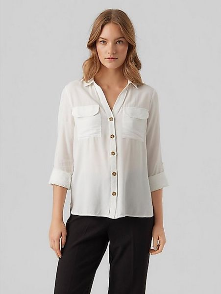 Vero Moda Blusenshirt Legeres Blusen Hemd mit Brusttaschen Krempelärmel VMB günstig online kaufen