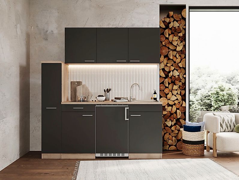 RESPEKTA Küche "Luis, Glaskeramikkochfeld, wahlweise Mikrowelle, Korpus Eic günstig online kaufen