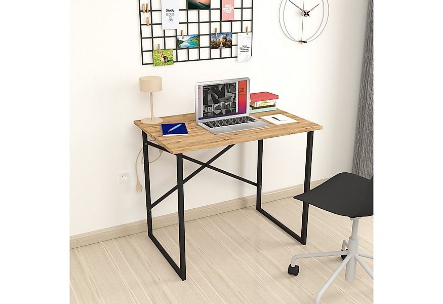 gowoll Schreibtisch Kleiner Tisch Computertisch 90x60x75 cm Tischplatte Hol günstig online kaufen
