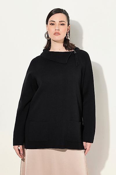 Ulla Popken Strickpullover Pullover Stehkragen Zipper günstig online kaufen