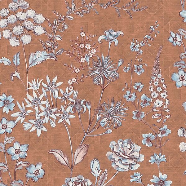 Bricoflor Terracotta Tapete mit Blumen Landhaus Vliestapete im Vintage Stil günstig online kaufen