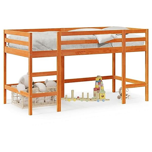 vidaXL Bett, Kinderhochbett mit Leiter Wachsbraun 90x190cm Massivholz Kiefe günstig online kaufen