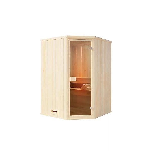 Finntherm Sauna Corner Naturbelassen 194 cm x 144 cm Wandstärke 40 mm günstig online kaufen