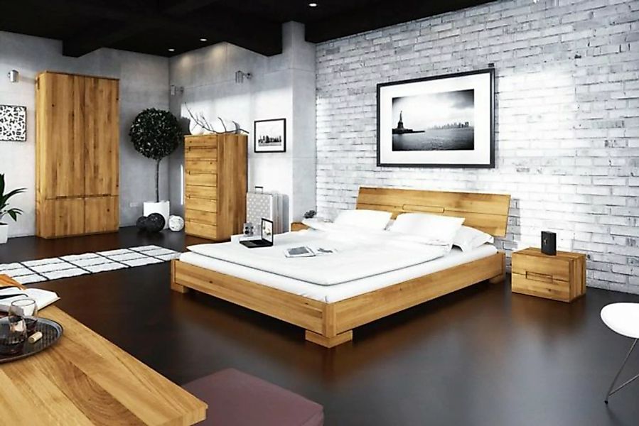 Natur24 Bett Bett Bento 5 Sonderlänge 180x210 Wildeiche Holzkopfteil und Ho günstig online kaufen