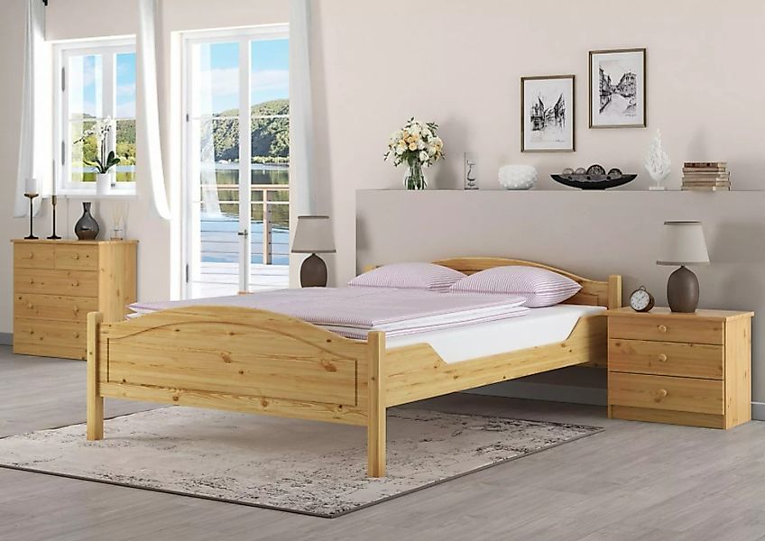 ERST-HOLZ Bett Doppelbett Bett Landhausstil Kiefer massiv 140x200 Zubehör w günstig online kaufen
