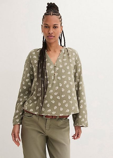 bonprix Langarmbluse Oversize-Passform, für den Alltag, aus Musselin, mit V günstig online kaufen