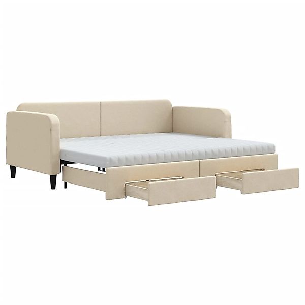 vidaXL Tagesbett Ausziehbar mit Schubladen Creme 90x200 cm Stoff1885857 günstig online kaufen