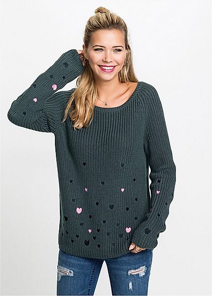 bonprix Strickpullover aus Baumwolle und Polyacryl, weiter Rundhalsausschni günstig online kaufen