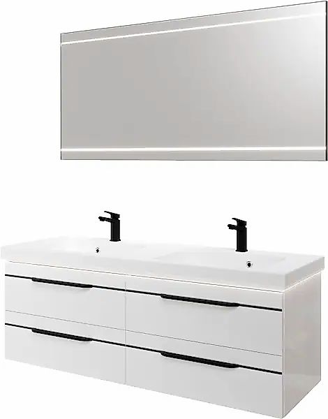 Saphir Badmöbel-Set »Balto 2-teilig Mineralmarmor-Doppelwaschtisch mit LED- günstig online kaufen