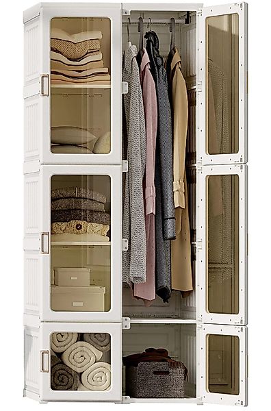 FUROKOY Garderobenschrank Kleiderschrank Zusammenklappbarer Mit Wäscheleine günstig online kaufen