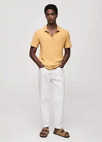 Geripptes Regular-Fit-Poloshirt aus Baumwolle günstig online kaufen