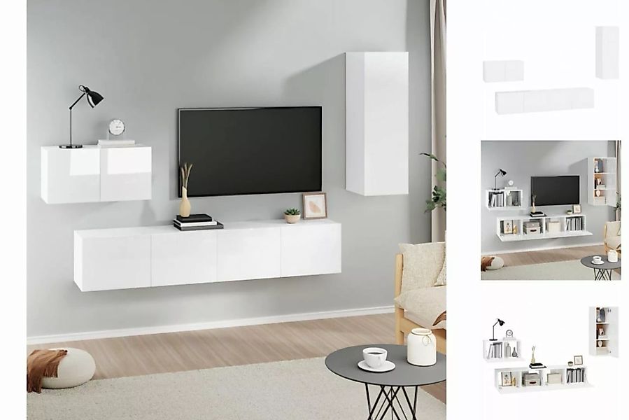 vidaXL TV-Schrank 4-tlg TV-Schrank-Set Hochglanz-Weiß Holzwerkstoff günstig online kaufen