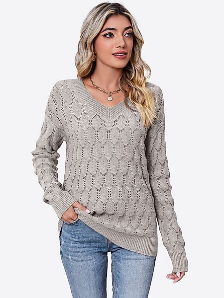 Imily Bela Sweater Damen Pullover mit V-Ausschnitt und langen Ärmeln (Packu günstig online kaufen