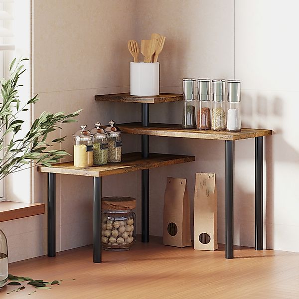 HOMCOM Küchenregal, Drehbar Mikrowellenregal mit 3 Ebenen, Industrielles St günstig online kaufen