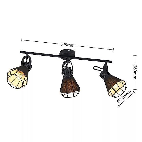 Lindby Yusei Deckenlampe, dreiflammig, länglich günstig online kaufen